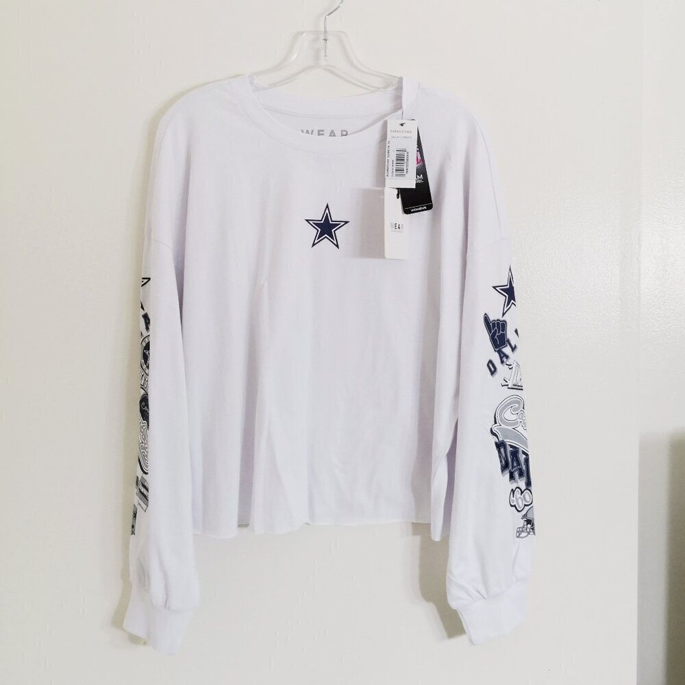 Wear By‎ Erin Andrews NFL Modest Crop "Celebration" Long Sleeve Tee Size L